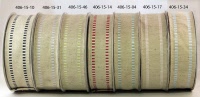 406-15 Natural Burlap / stripe edge wired 38mm