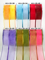 411-25 Sheer / Iridescent / Satin stitched center wired 63mm