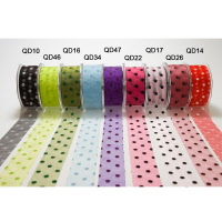 QD Organzalint met fluweel polka dots 38mm